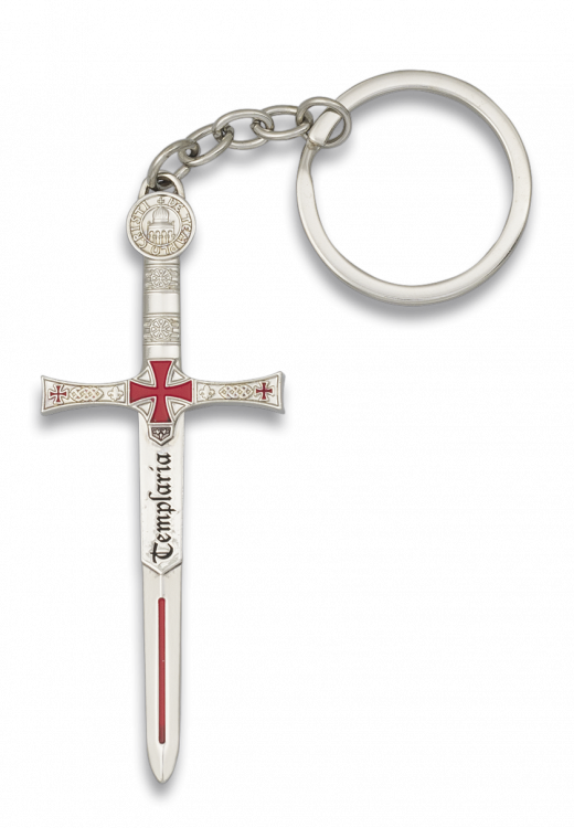 Templaria Red Cross Mini Sword Key Ring