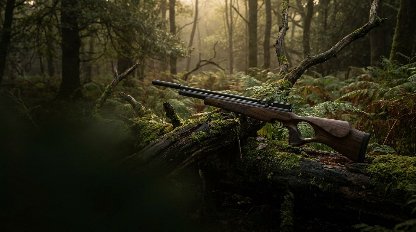 Air rifle in woodland
